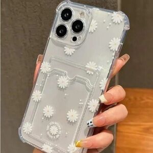Floral Clear Phone Case with Card Holder